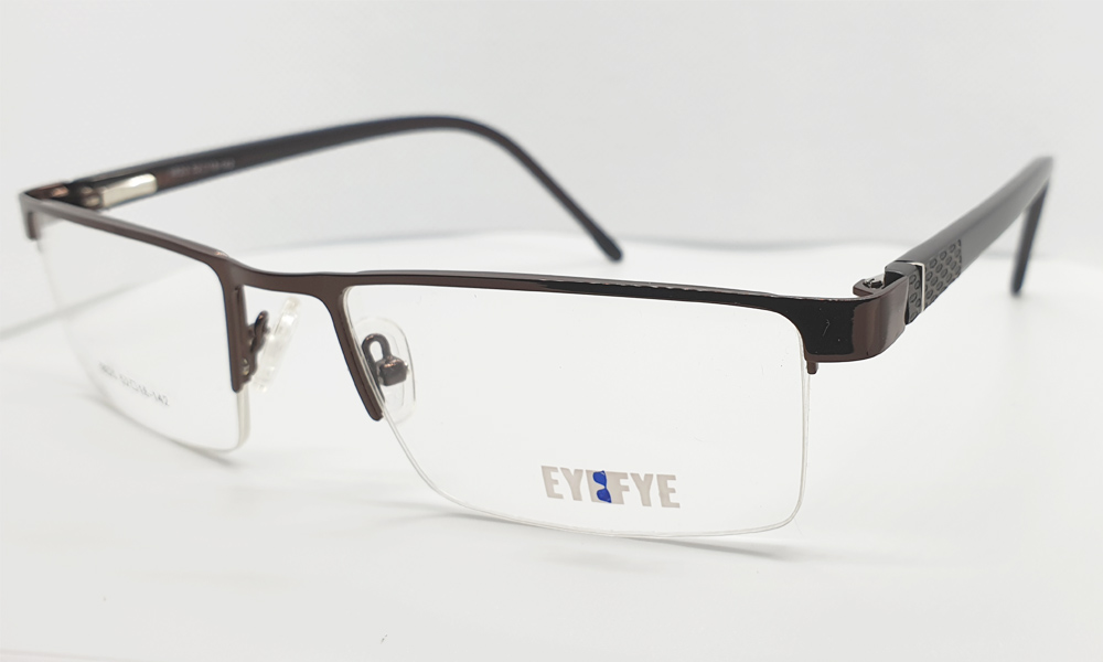 Brown Half Rim Rectangle Medium(Size-52) EYEFYE Eyeglasses