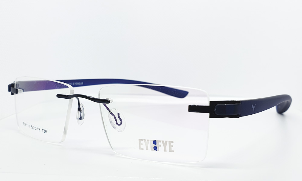 Matt Navy Blue Rimless Rectangle EYEFYE Eyeglasses