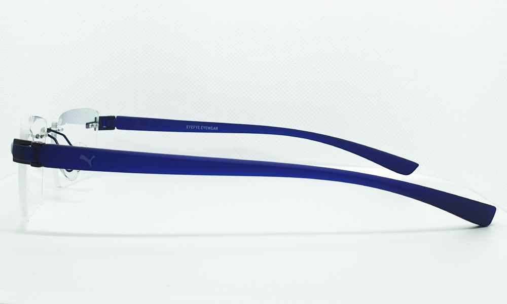 Matt Navy Blue Rimless Rectangle EYEFYE Eyeglasses - Image 3