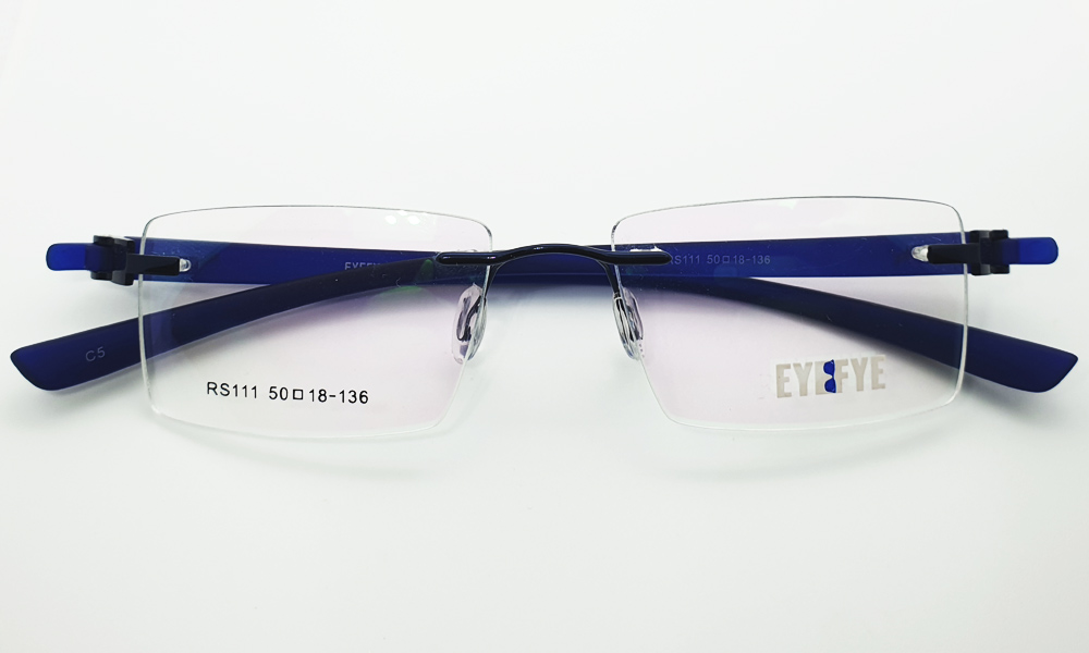 Matt Navy Blue Rimless Rectangle EYEFYE Eyeglasses - Image 4