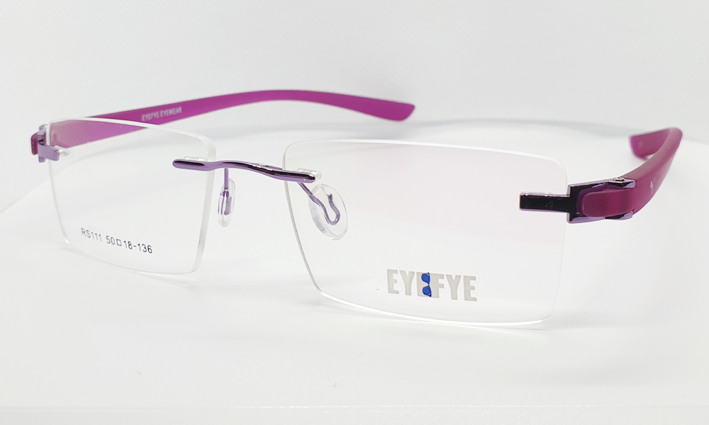 Matt Dark Pink Rimless Rectangle EYEFYE Eyeglasses