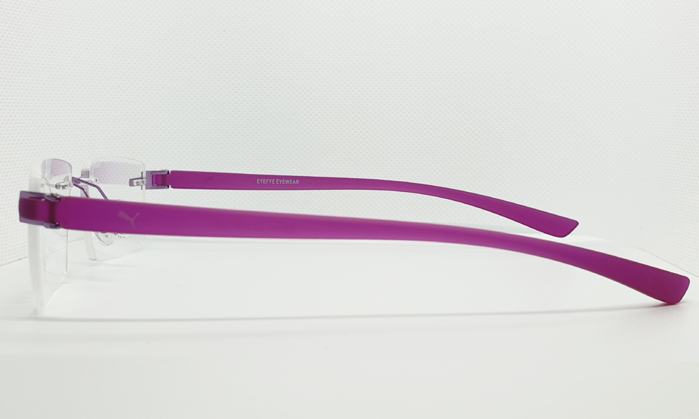 Matt Dark Pink Rimless Rectangle EYEFYE Eyeglasses - Image 3