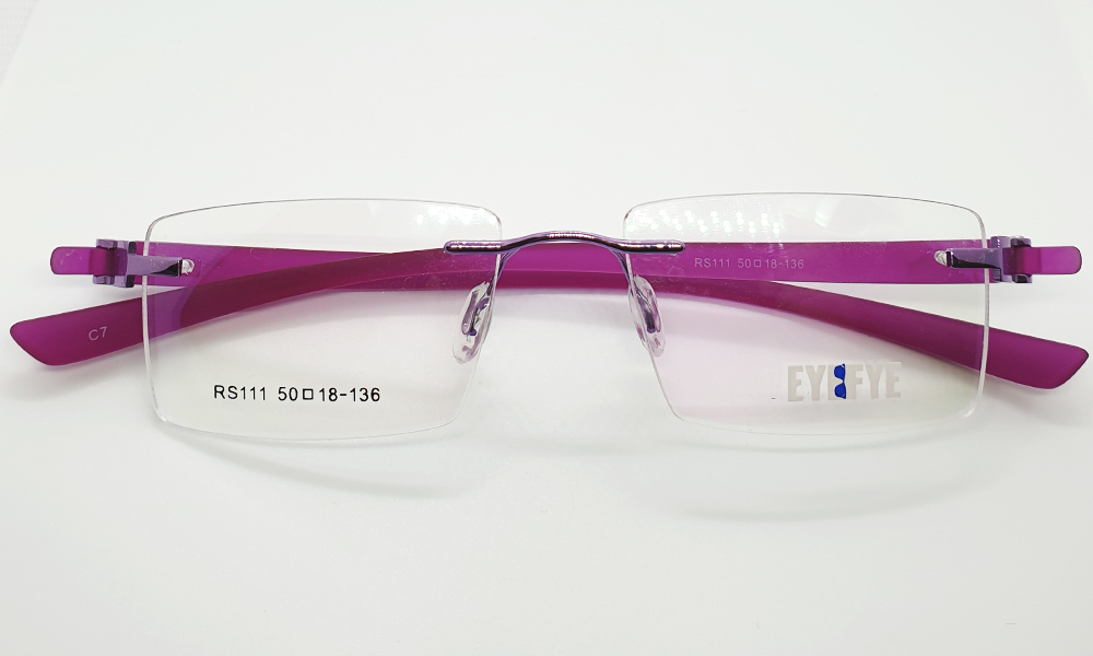 Matt Dark Pink Rimless Rectangle EYEFYE Eyeglasses - Image 4