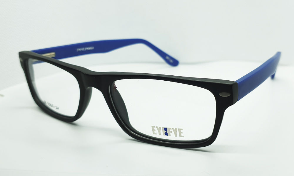 Matte Black Blue Full Rim Rectangle Medium (Size-54) EYEFYE eyeglasses