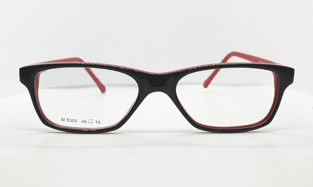 Glossy Black/Red Full Rim Rectangle Small (Size-46) EYEFYE Kids eyeglasses - Image 2