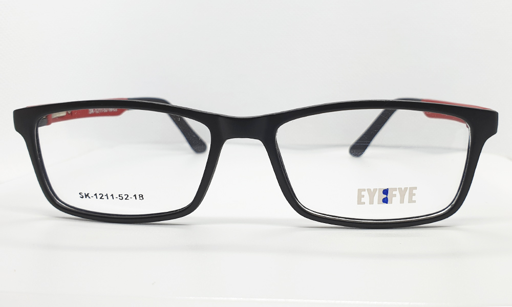 Matte Black/Red Full Rim Rectangle (Size-52) EYEFYE Eyeglasses - Image 2