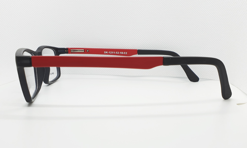 Matte Black/Red Full Rim Rectangle (Size-52) EYEFYE Eyeglasses - Image 4