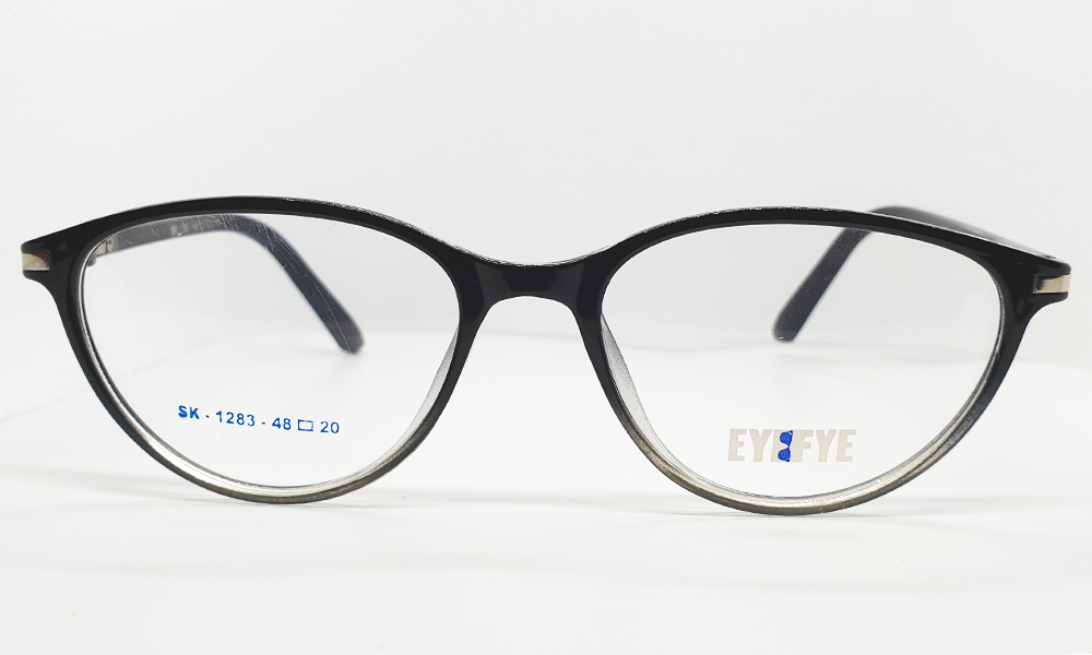 Black/Grey Full Rim Cateye (Size-48) EYEFYE Eyeglasses - Image 2