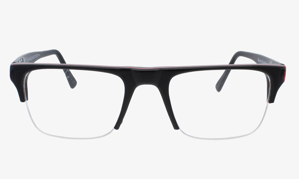 Glossy Black Half Rim Rectangle Medium EYEFYE Eyeglasses - Image 2