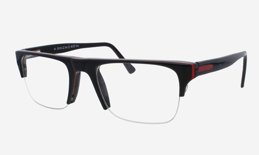 Glossy Black Half Rim Rectangle Medium EYEFYE Eyeglasses