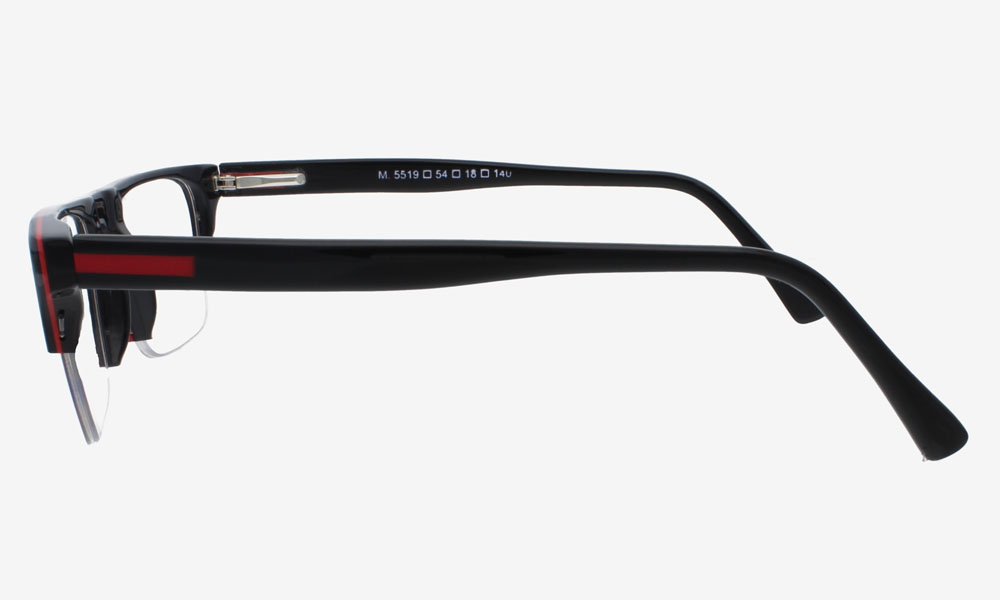 Glossy Black Half Rim Rectangle Medium EYEFYE Eyeglasses - Image 3
