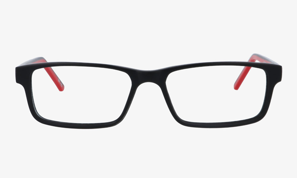 Matte Black Red Full Rim Rectangle Medium Eyefye Eyeglasses - Image 2