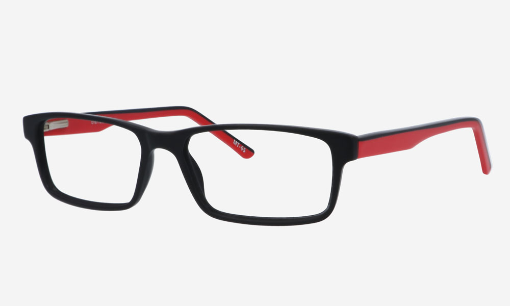 Matte Black Red Full Rim Rectangle Medium Eyefye Eyeglasses