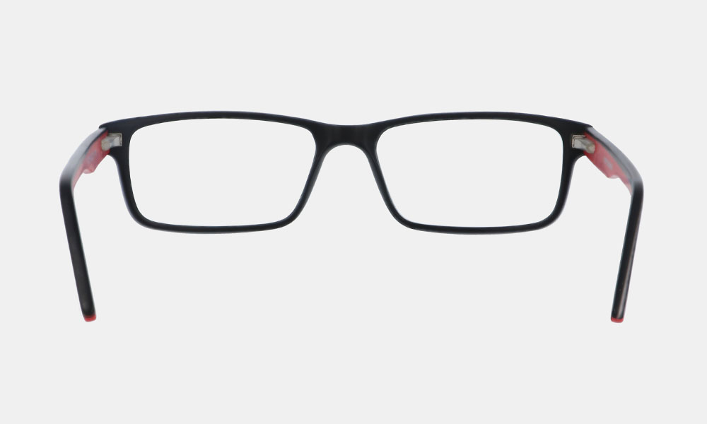 Matte Black Red Full Rim Rectangle Medium Eyefye Eyeglasses - Image 4