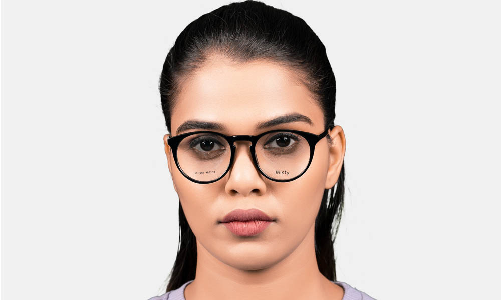 Glossy Black Full Rim Round Medium (Size-48) EYEFYE eyeglasses - Image 4