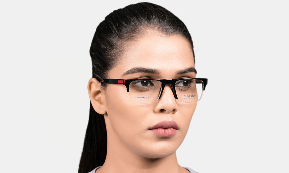 Glossy Black Half Rim Rectangle Medium EYEFYE Eyeglasses - Image 5